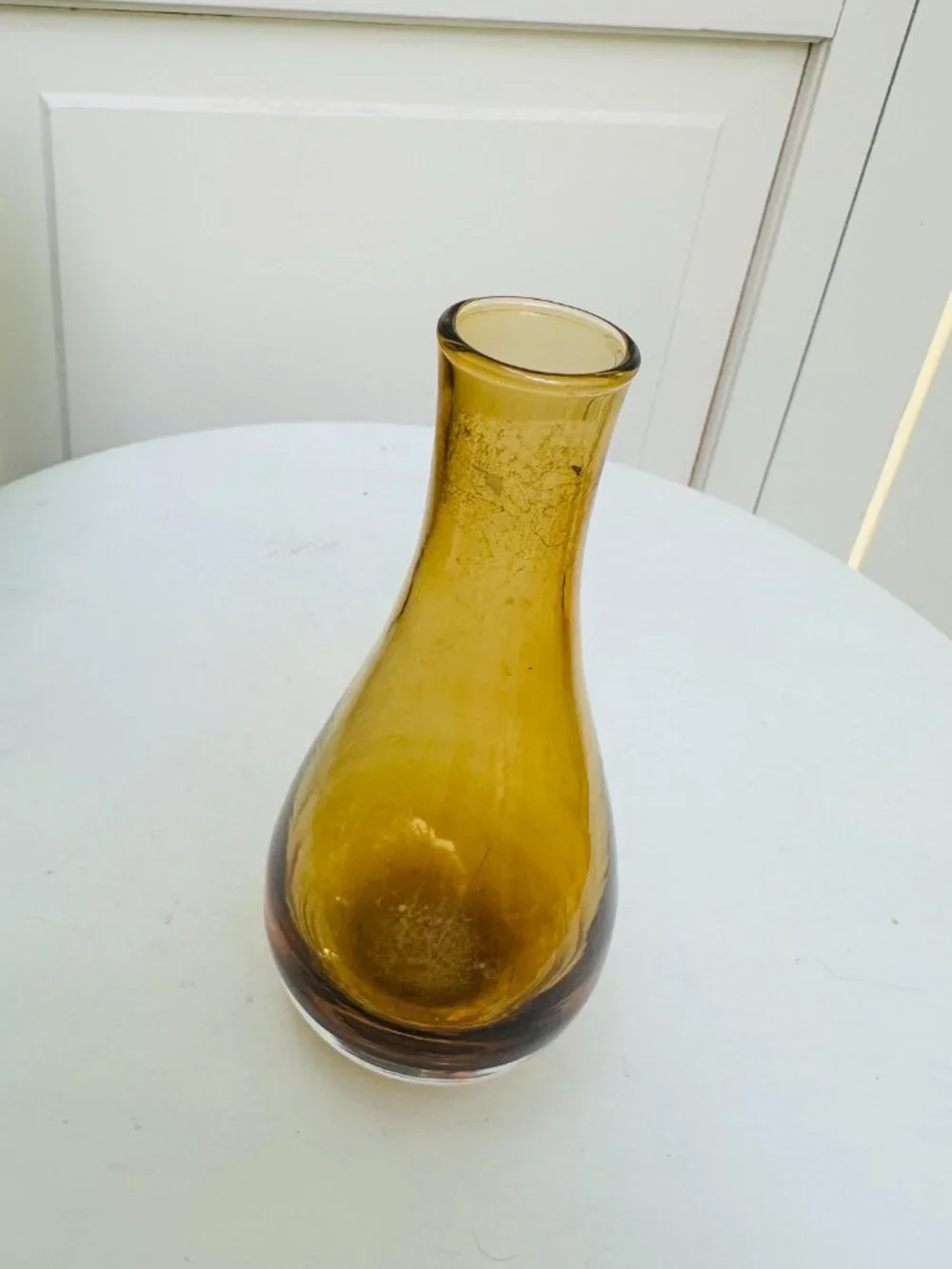 Pier 1 Amber Glass Bud Vase Early 2000s Hand Blown Style Decorative Vase